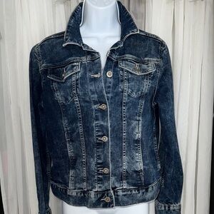 Liz Claiborne Blue Jean Jacket Distressed Vintage Style